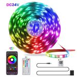 24V RGB LED Strip Light – 5M to 40M Smart Bluetooth Tape with APP Control for Bedroom & Gaming Lighting
