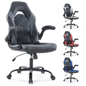 JHK Ergonomic PU Leather Gaming & Office Chair – Adjustable Racing Style with Flip-Up Armrests