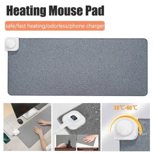Digital Display Heated Mouse Pad – Electric Hand Warmer Desk Mat with Temperature Display for Office & Home Use