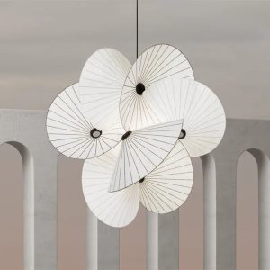 Moooi Serpentine-Inspired Chandelier – Japanese-Style Fabric Pendant Light for Office, Loft & Home Décor
