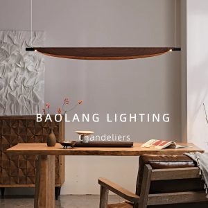 Japanese Wabi-Sabi Chandelier – Long Strip Pendant Light for Restaurants, Tea Rooms & Offices